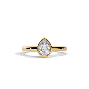 Bague de fiançailles en or 10 carats avec diamant goutte d'eau, sertissage clos en forme de poire, style classique pour femme - Product Image 2