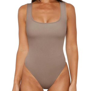 Jumpsuit Ribbed Body Shaper <b>Bodysuit</b> Tummy <b>Control</b> Scoop Neck Sleeveless Waist Trainer Going Out Outfits 2026 Summer - Product Image 1