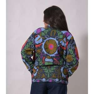 Chaqueta Vaquera Bordada a Mano para Mujer, Estilo Vintage Boho, Chaqueta de Mezclilla con Bordado Hecho a Mano, Ropa para Festivales, Prenda Exterior Bohemia - Product Image 5