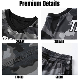 Maillot et short de basketball en gros, imprimés par sublimation, en tissu respirant, grande taille, uniforme homme, polyester/coton, nom personnalisé - Product Image 6