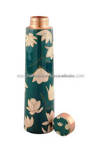 Botella de agua de cobre Ayurvédica a prueba de fugas de diseño impreso Premium con tapa Botella de uso diario de larga duración - Product Image 2