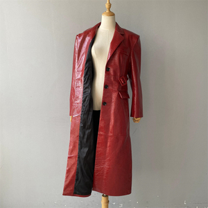 Rahsal Industries - Abrigo Largo Unisex de Cuero Genuino Grueso, Doble Botonadura, Cuello Alto, Cortavientos y Transpirable con Forro de Seda - Product Image 4