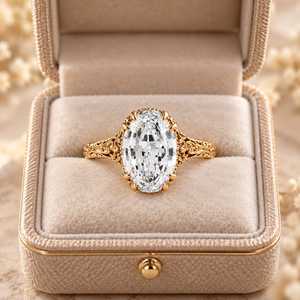 Anillo de Compromiso Solitario con Diamante Cultivado en Laboratorio de Corte Ovalado de 2 Quilates, Oro Sólido de 10K, 14K, 18K, Joyería Fina, Certificado IGI, Color E - Product Image 1