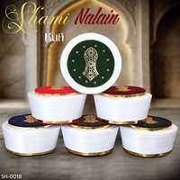 SH-0018 Topi Kufi Shami Nalain Premium Kasual Bahan Katun Beludru Turki Motif Geometris Buatan Tangan Topi Sholat Muslim OEM Musim Semi