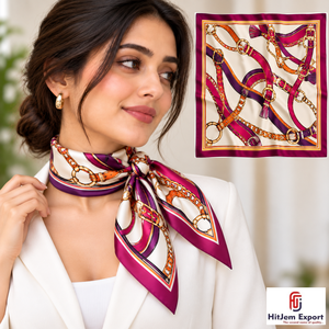 Écharpe carrée à franges imprimée sur mesure, foulard de mode pour femmes, doux et léger, fabricant OEM ODM, produits textiles personnalisés Gotland - Product Image 3