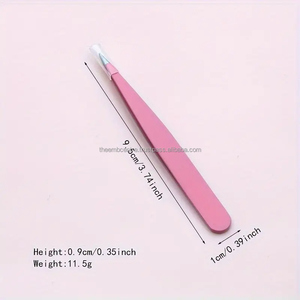 Pince à sourcils noire professionnelle en acier inoxydable, pointe plate inclinée, épilation, 1 pièce - Product Image 5