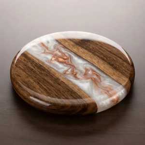 Handmade Round Wood Resin <b>Coasters</b> Olive Marble Acacia Bamboo Wood Pallet Marble Resin <b>Coaster</b> Holder Wood Inlay Non Mats Pad - Product Image 2