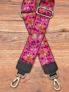 Nueva correa de bolso Banjara de cuero de gamuza, correa de monedero cruzada bordada, correas ajustables de guitarra de repuesto bohemias florales para mujer - Product Image 2