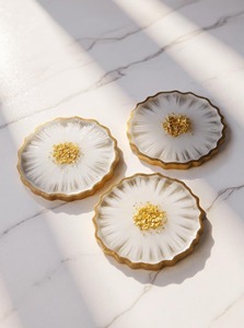 Resin <b>Coasters</b> Handmade with Transparent Finish Natural Look Durable <b>Drink</b> <b>Coasters</b> for Everyday Use Elegant - Product Image 3