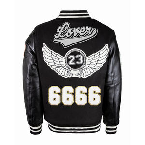 Vestes de baseball pour hommes adultes de qualité supérieure, chaudes pour l'hiver, avec manches en cuir, logo brodé en chenille, veste varsity - Product Image 2