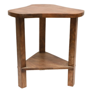 Handcrafted Wooden Animal Pattern Mid Century Modern Design 3-Piece Decorative Stool in Natural Honey <b>Brown</b> Finish - Product Image 1