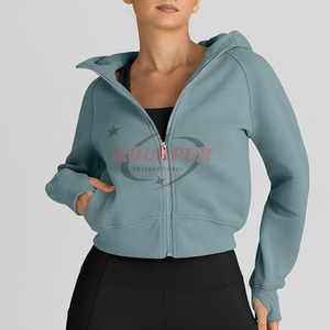 Sudadera con Capucha y Cremallera para Mujer, de Forro Polar, Color Sólido, Tejida, Manga Larga, Transpirable, Impermeable, para Invierno, con Logotipo Frontal - Product Image 1