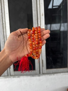 สร้อยคอหินคาร์เนเลียนทำมือ 108 เม็ด รูปทรงกลมขัดเงา สำหรับพุทธศาสนา สมาธิ โยคะ การบำบัด งานฝีมือ RAIS AGATE - Product Image 2