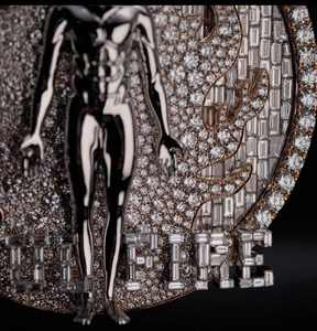 Colgante con diseño de círculo de llamas y figuras humanas 3D, estilo Hip Hop, para hombre, con incrustaciones de moissanita certificada, en plata bañada en rodio - Product Image 1