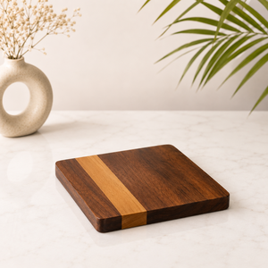 Premium Handmade Wooden <b>Coaster</b> Set of 4 Dual-Tone Walnut & Maple Finish Tea & Coffee Cup <b>Coasters</b> Non-Slip <b>Table</b> Decor - Product Image 2