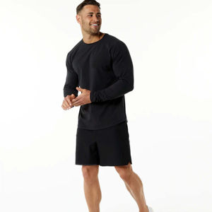 Men's Knitted 100% Cotton Full Sleeve <b>T</b>-<b>Shirt</b>-Eco-Friendly Customizable Logo & Design <b>Black</b> - Product Image 2