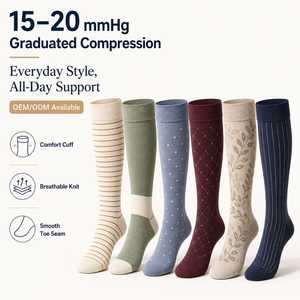 Chaussettes de compression graduée personnalisées 15-20 mmHg, respirantes, pour le soutien athlétique et le confort quotidien des jambes - Product Image 1