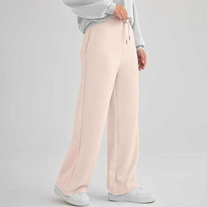 Customized <b>Women's</b> <b>Flared</b> <b>Joggers</b> Mid Waist 100% Cotton Breathable Quick Dry Eco-Friendly Casual Pants - Product Image 2