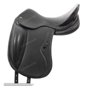 Premium Dressage Horse Leather Saddle Asiento profundo Acolchado Rodilleras Rollos Árbol de fibra de vidrio Paseo cómodo para entrenamiento y competición - Product Image 1