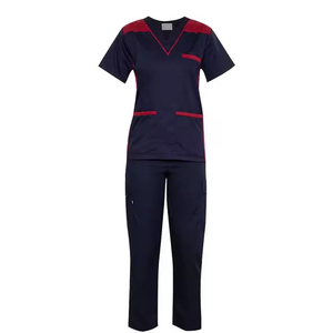 KRAVEN SPORTS Conjunto de Uniforme Médico para Mujer, con Ribete en Contraste de Spandex, Cuello en V, Uniforme de Enfermería, Ropa de Trabajo para Hospital, Nuevo - Product Image 2