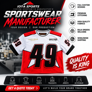 เสื้อฟุตบอลอเมริกันแบบครอปพิมพ์ลายแบบรีดร้อนขายส่ง OEM ทรงหลวม ผลิตจากโพลีเอสเตอร์ 100% สำหรับผู้ชาย - Product Image 6