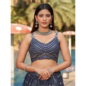 Cautivador Lentejuelas grises Georgette Diseñador Lehenga Choli - Product Image 2