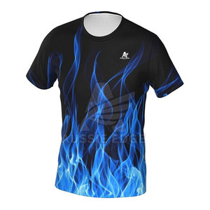 Camiseta de Manga Corta para Hombre, Estampado de Salpicaduras de Agua, Secado Rápido, Corte Ajustado, Cuello Redondo, Informal, Azul, con Patrón, Tejido de Poliéster - Product Image 4