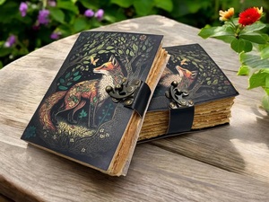 Herb Heritage Buffalo Leather Journal Vintage Grimoire <b>Book</b> of Shadows 200 Sheets Spiral Bound Handmade Embossed Logo Retro Gift - Product Image 3