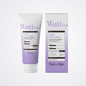 Nettoyants coréens pour la peau Watiforskin : Mousse nettoyante fouettée Whatiforskin Squeaky Clean PDRN Collagen pour un nettoyage en profondeur - Product Image 1