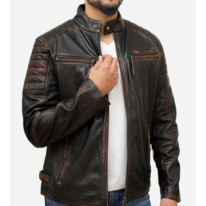 Chaqueta de cuero clásica para hombre, estilo aviador, genuina, moderna, informal, ajustada, nueva, de cuero PU para hombre - Product Image 6