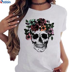 T-shirt unisexe d'été blanc pour fille, haut décontracté respirant avec imprimé graphique, motif rose et papillon, modèle basique - Product Image 3