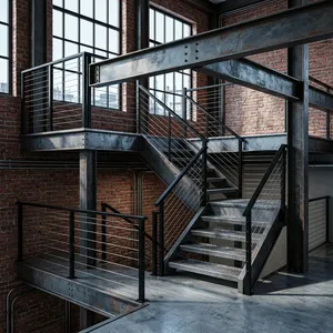 Rampe d'escalier moderne en acier inoxydable noir résistante à l'eau avec câbles horizontaux et poteaux carrés pour la sécurité des escaliers intérieurs à domicile - Product Image 3