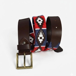 Ceinture en cuir polo multicolores de qualité supérieure, conçue sur mesure, fabriquée à la main à partir de cuir véritable, ceintures polo brodées - Product Image 2