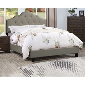 Letto Matrimoniale Regolabile in Legno Majestic Arch con Testiera Imbottita in Polifibra Grigia HB, Arredamento Camera da Letto - Product Image 1