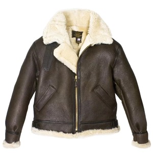 Veste bombardier 100 Mission B-3 |   Veste en cuir aviateur classique en peau de mouton |   Blouson d'hiver chaud pour le vol - Product Image 1