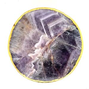 Posavasos de Cristal de Amatista Chevron Natural, Pulido a Mano, Rebanada de Piedra Preciosa Morada, Decoración para el Hogar, Meditación, Reiki, Energía de Chakras - Product Image 5