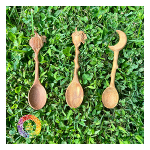 Halloween <b>Kitchen</b> Potion Spoon <b>Wooden</b> Spoon Mirror Long Handle for Kids Montessori Sensory Play Nature Table <b>Toy</b> Fall Outdoor - Product Image 1