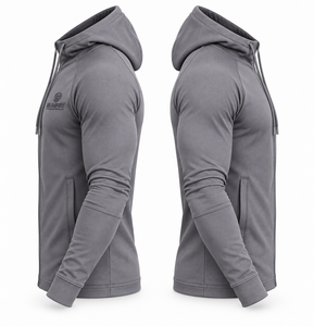 Custom Men’s Slim Fit Athletic Full <b>Zip</b> Hoodie with Embossed Logo Stretch Performance <b>Gym</b> <b>Jacket</b> OEM Private Label Manufacturer - Product Image 6