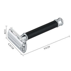 Rasoir de sécurité de qualité supérieure avec manche court robuste, finition miroir, en acier métallique, pour le rasage des cheveux - Product Image 2