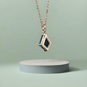 Collar de Zafiro Azul en Forma de Cometa para Mujer, Gema, Regalo de Aniversario, Regalo para Madre, Colgante de Oro Amarillo Sólido de 14K y 18K - Product Image 3