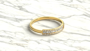 Anillo de Boda de Oro de 18K con Diamantes Baguette, Tres Hileras de Micro Pavé, Anillo de Media Eternidad Redondo, Anillo Apilable a Juego, Joyería Fina para Mujer - Product Image 3