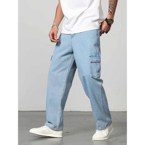 Pantalones Vaqueros Cargo de Mezclilla Azul Claro con Múltiples Bolsillos, Estilo Vintage Retro, Tendencia Moderna de Moda Urbana, Prenda Inferior Transpirable - Product Image 6