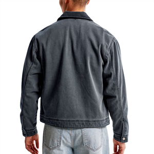 Chaqueta de Mezclilla Personalizada con Cierre, Color Sólido, Algodón Recubierto, Lavada, Transpirable, Ecológica, con Bolsillo Frontal, Estilo Urbano para Hombre - Product Image 2