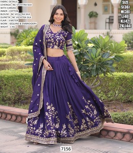 Meher <b>Rang</b> Lehenga-Elegant Winter/Summer Floor-Length NC Vichitra Silk Lehenga Choli Bhandhani Dupatta for Diwali Party - Product Image 1