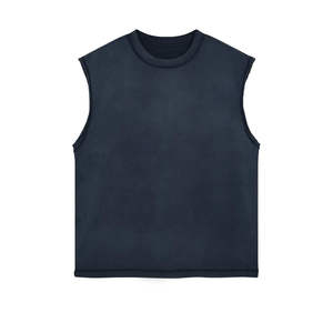Hot Sale Custom Logo Knitted Breathable V-neck Polyester Cotton Athletic <b>Singlet</b> Muscle Fitness Wear Workout <b>Men</b> Gym Tank Top - Product Image 2