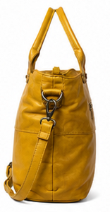 Sac fourre-tout vintage en cuir véritable pour femme, grand sac à main à bandoulière, sangle réglable, fermeture éclair, prêt pour la plage, jaune moutarde - Product Image 4