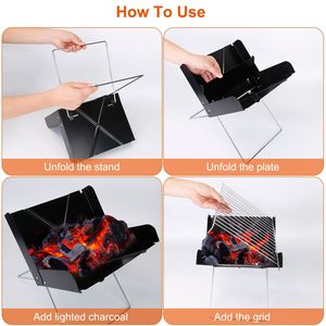 Griglia BBQ Portatile Pieghevole da Tavolo per Esterni con Barbecue a Carbone a X per Campeggi e Picnic - Product Image 3