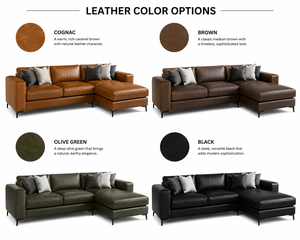 Sofá Seccional de Cuero Genuino Negro de Lujo con Chaise Longue, Diseño Clásico, Sofá de Cuero para Sala de Estar de Hotel, Muebles para Sala de Estar - Product Image 4