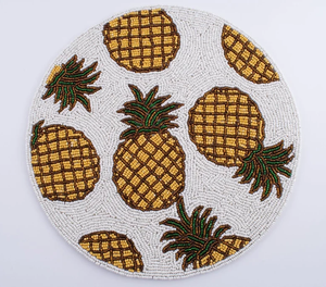 Embroidery <b>Beaded</b> Placemat Table Mat Pineapple Placemat Fabric Novelty Table Mat <b>Beaded</b> <b>Coaster</b> Mats - Product Image 1