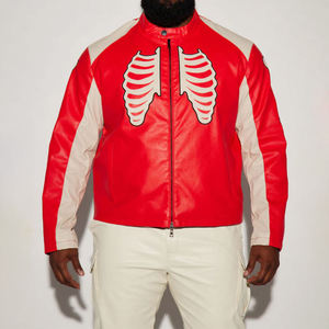 Best Heavyweight <b>Jacket</b> Supplier High Quality Biker Printed Skull Boxy <b>Jackets</b> Genuine <b>Leather</b> Motocross Red Bomber <b>Jackets</b> - Product Image 3
